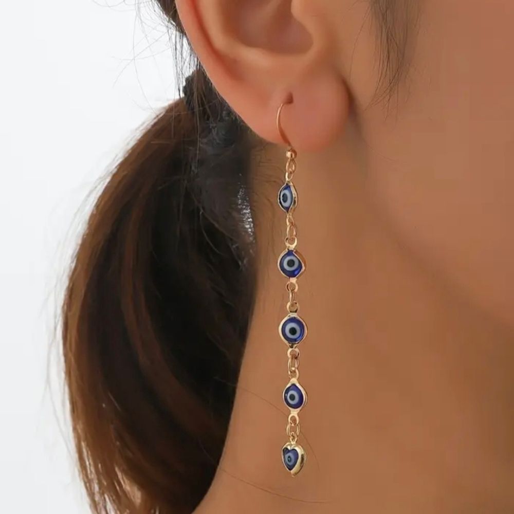 18K Gold Plated Evil Eye Dangle Earrings